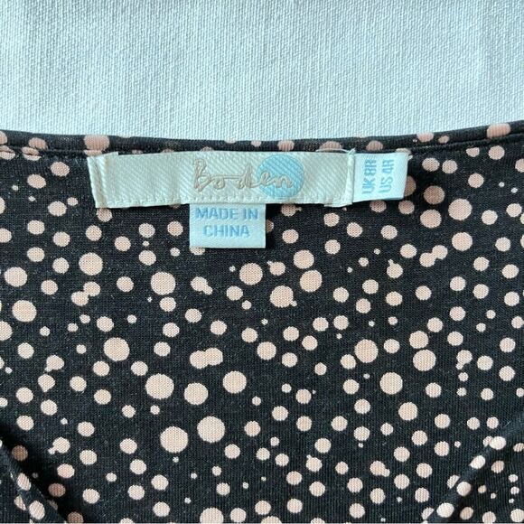 BODEN Rita Ruched Jersey Polka Dot Speckled Midi Dress - Picture 8 of 8